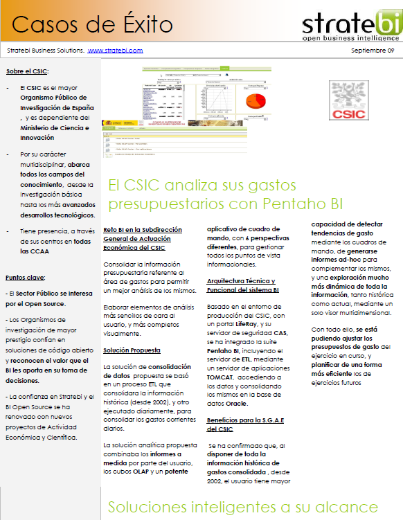 El CSIC analiza sus gastos presupuestarios con Pentaho BI